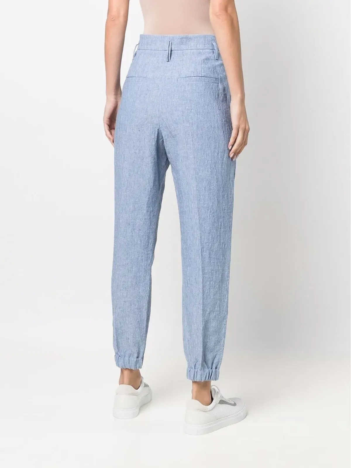 Brunello Cucinelli カフドアンクルリネン スーツパンツ（ブルー） - 画像4