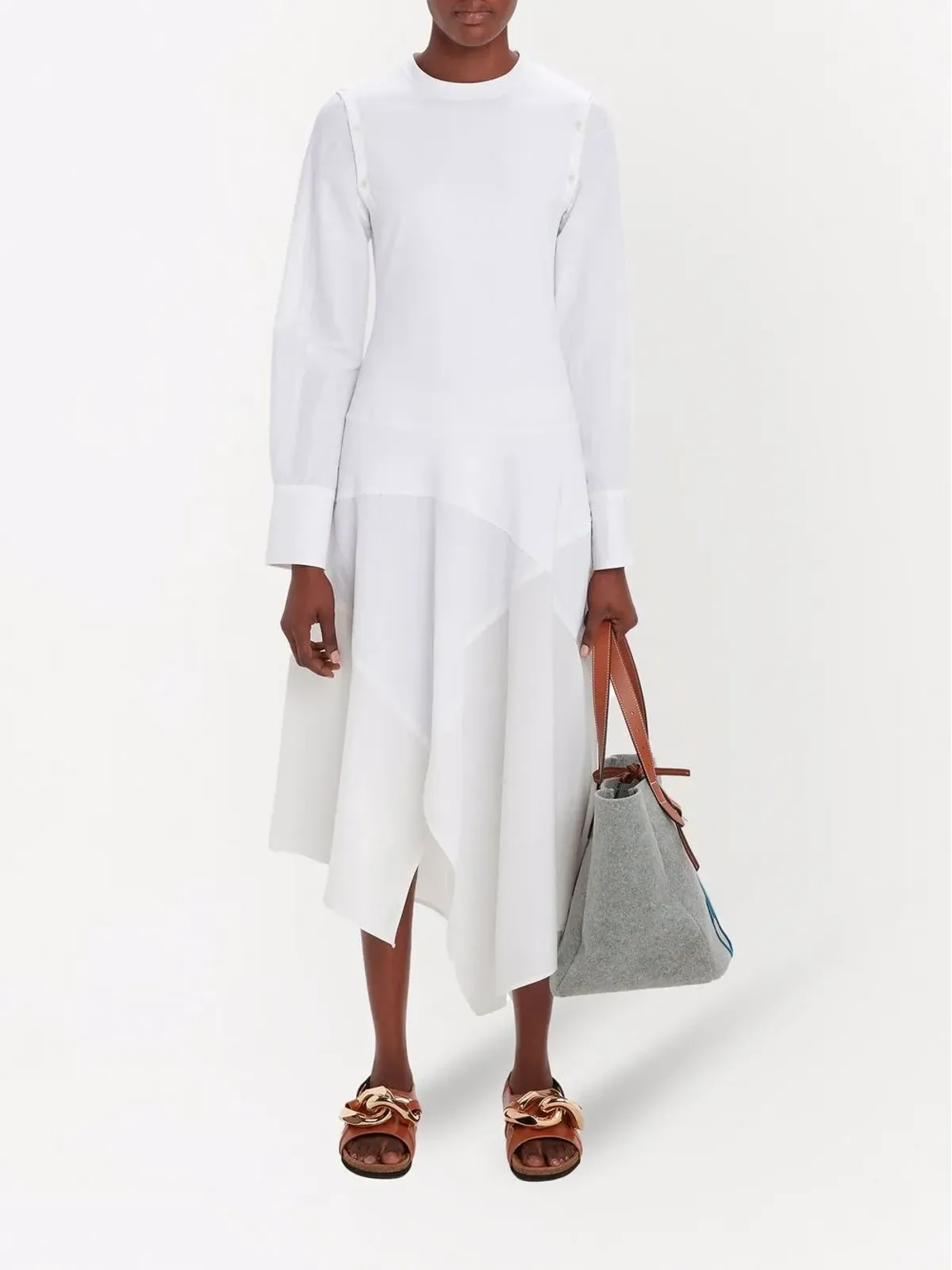 JW Anderson デタッチャブルスリーブ パッチワークドレス - 画像2