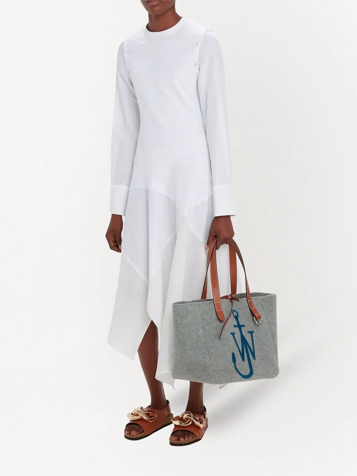 JW Anderson デタッチャブルスリーブ パッチワークドレス - 画像3
