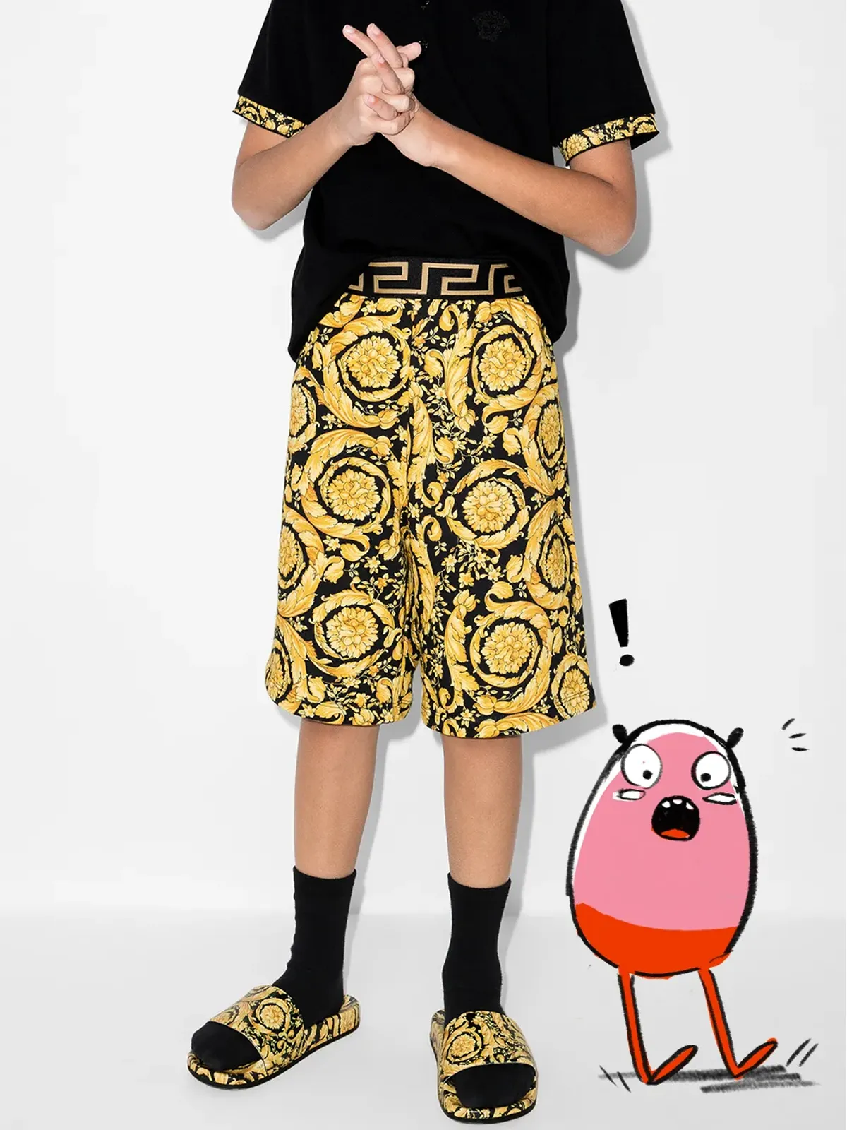 Versace Kids バロッコ キッズプリント コットンショーツ - 画像2