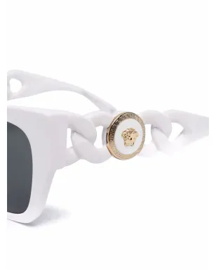 Versace Eyewear チェーンアームサングラス - White - サムネイル3