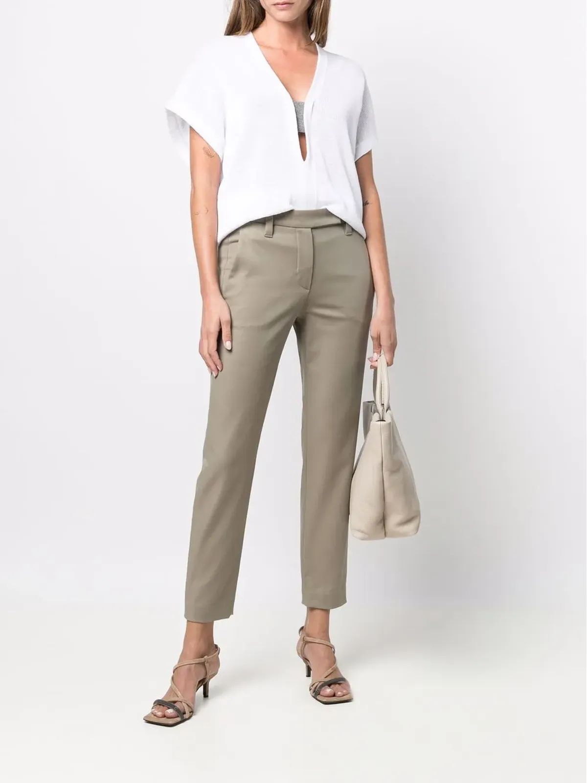 Brunello Cucinelli ゴム入りウエストのクロップドパンツ - 画像2
