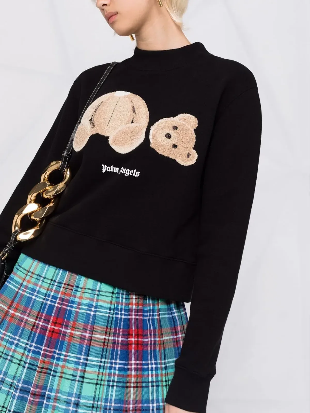 Palm Angels ベアモチーフ クロップド スウェットシャツ - 画像5