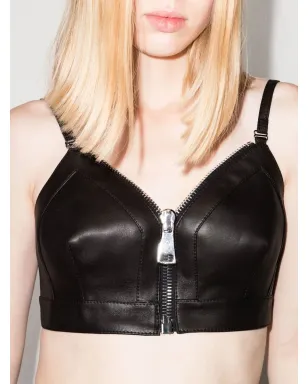 Alexander McQueen ジップフロント クロップド レザートップ - サムネイル2
