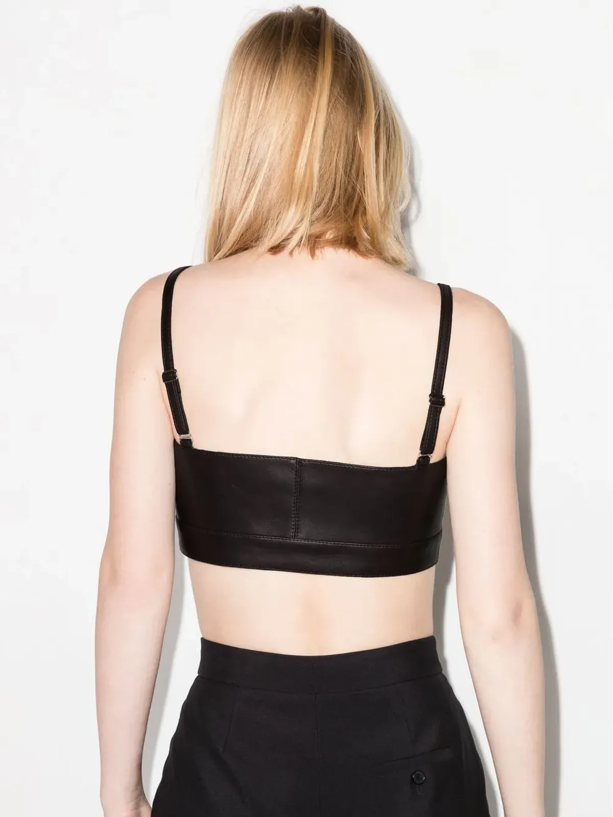 Alexander McQueen ジップフロント クロップド レザートップ - 画像3