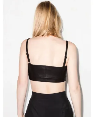 Alexander McQueen ジップフロント クロップド レザートップ - サムネイル3