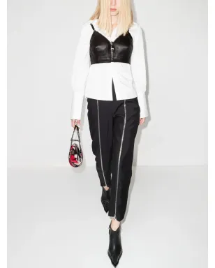 Alexander McQueen ジップフロント クロップド レザートップ - サムネイル4
