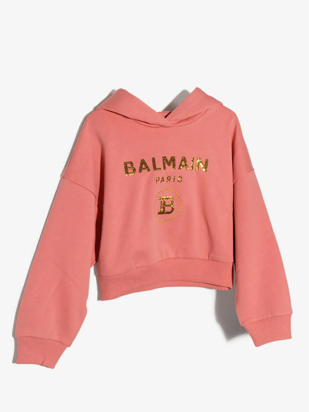 Balmain Kids スパンコールロゴ クロップドフーディー - 画像2
