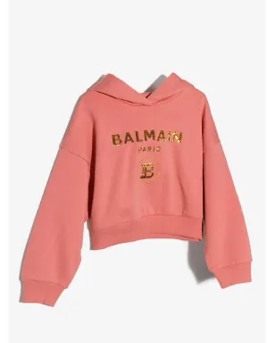 Balmain Kids スパンコールロゴ クロップドフーディー - サムネイル2