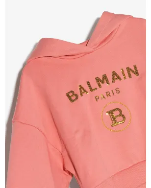 Balmain Kids スパンコールロゴ クロップドフーディー - サムネイル3