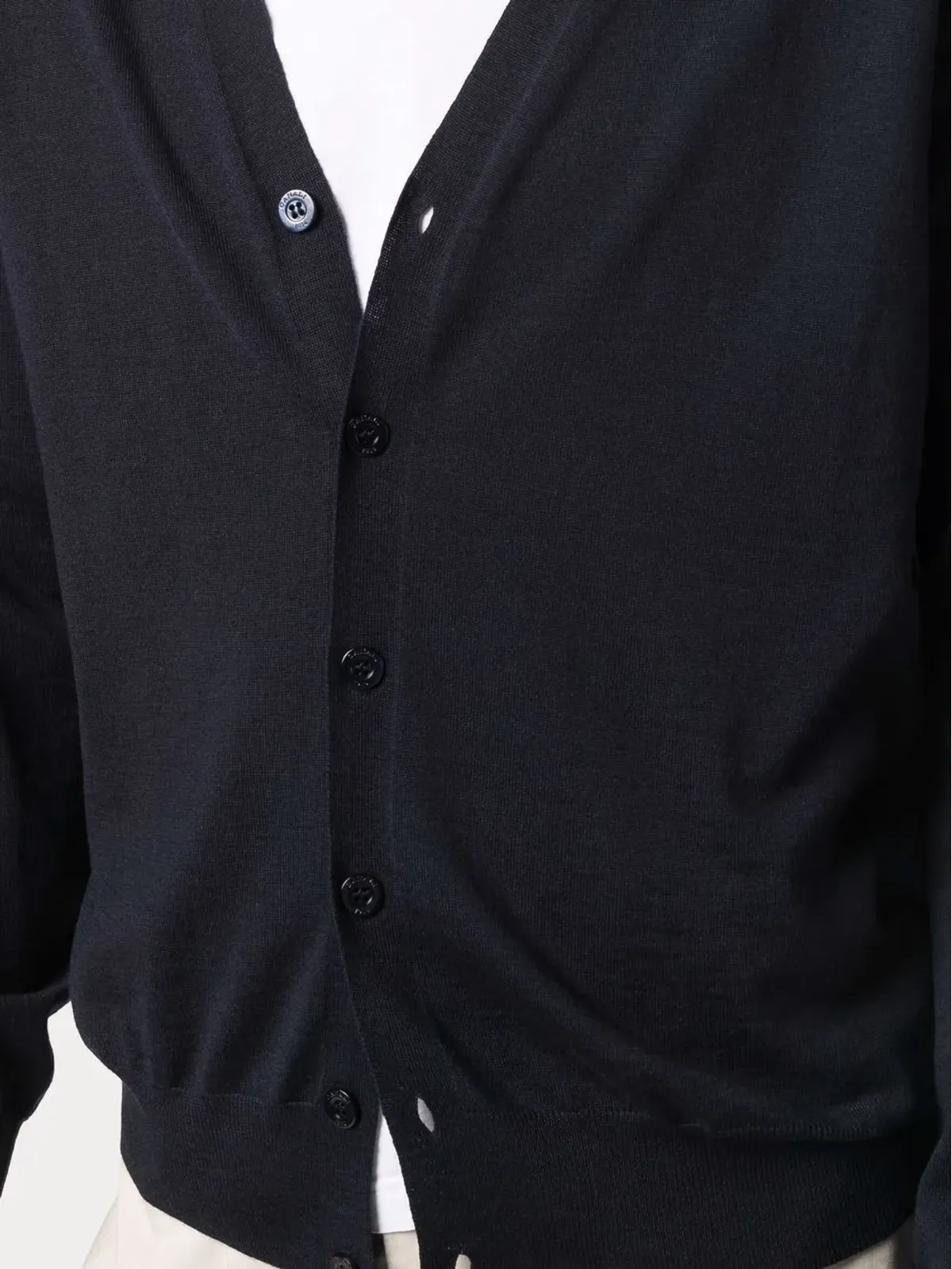 Canali Vネック ニットカーディガン ブルー - 画像5