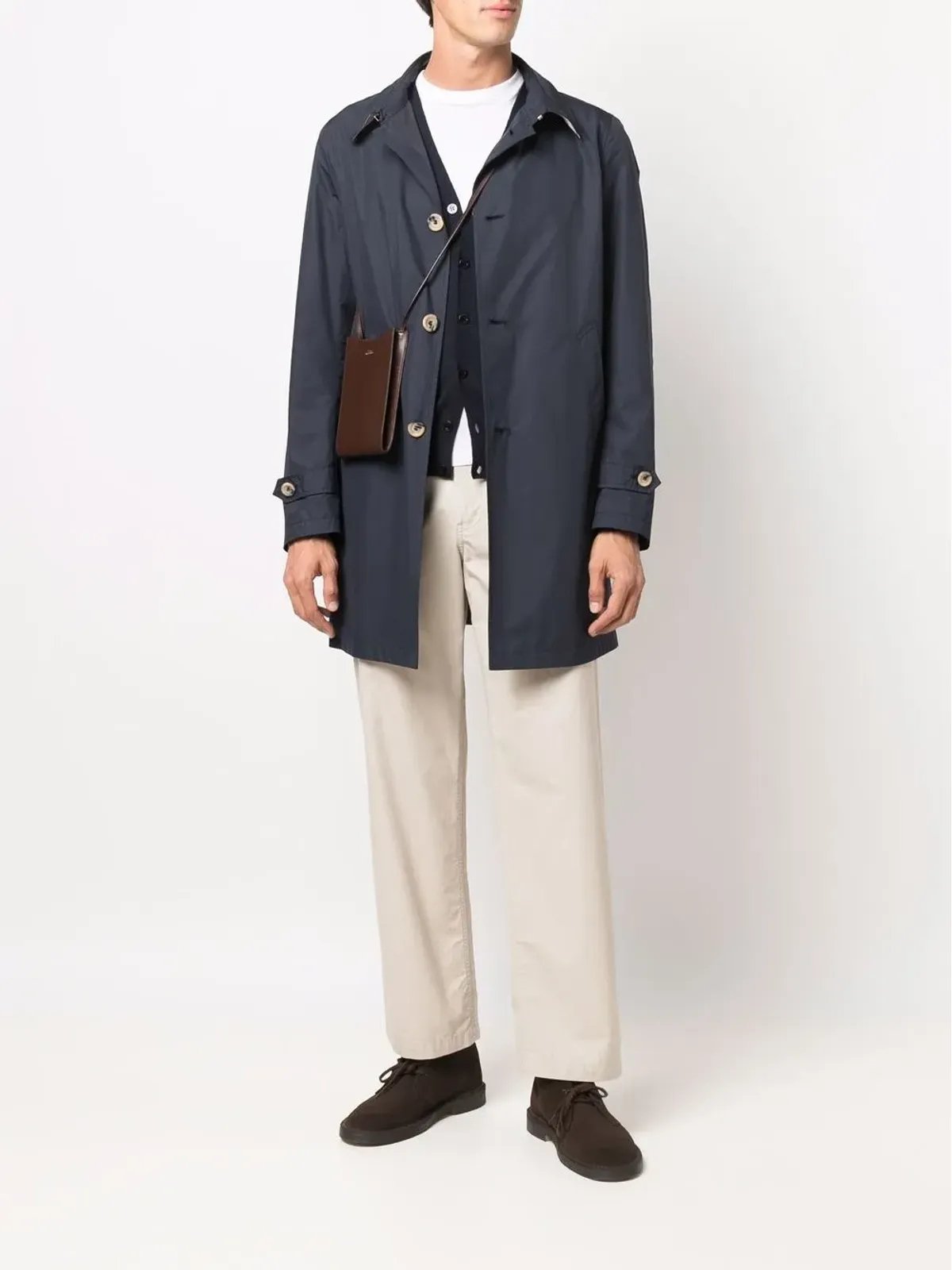 Canali Vネック ニットカーディガン ブルー - 画像2