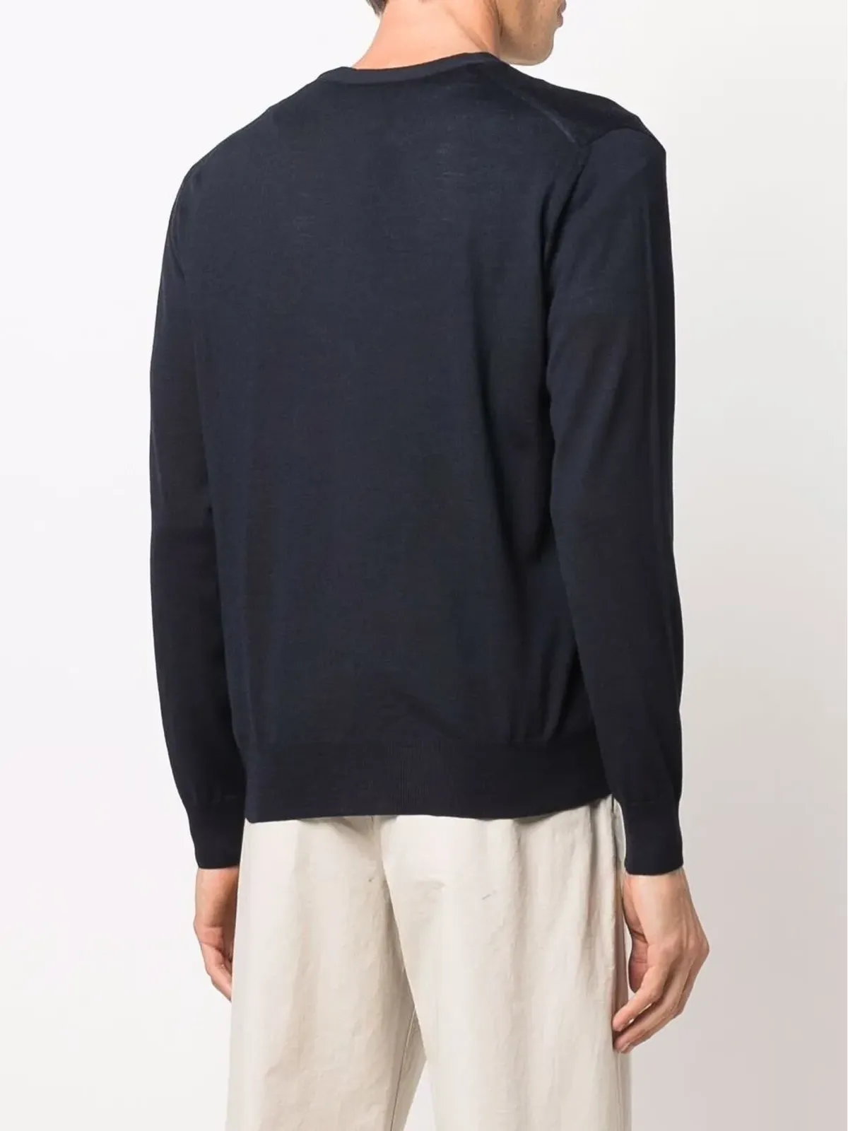 Canali Vネック ニットカーディガン ブルー - 画像4