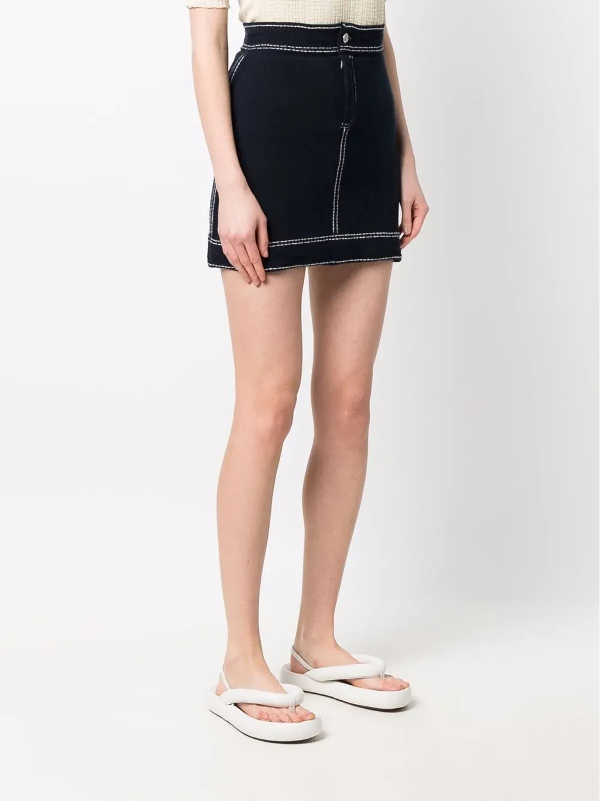Barrie コントラストステッチ ミニスカート - 画像3