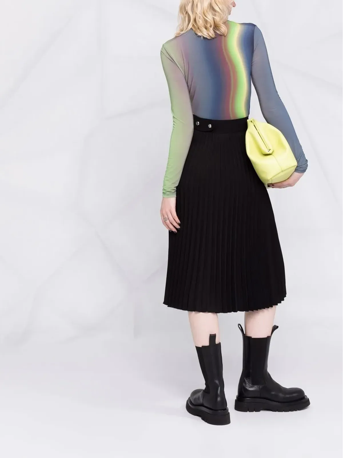Off-White ハイウエストプリーツスカート - ブラック - 画像4