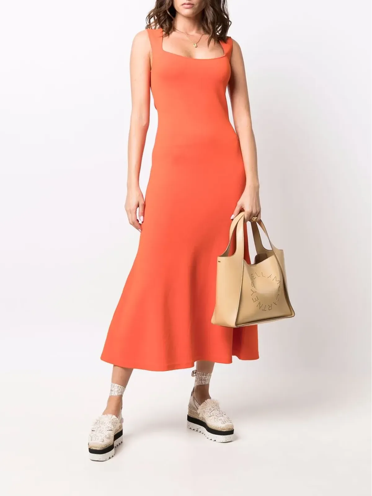 Stella McCartney スクエアネック ノースリーブ フレアドレス - 画像2