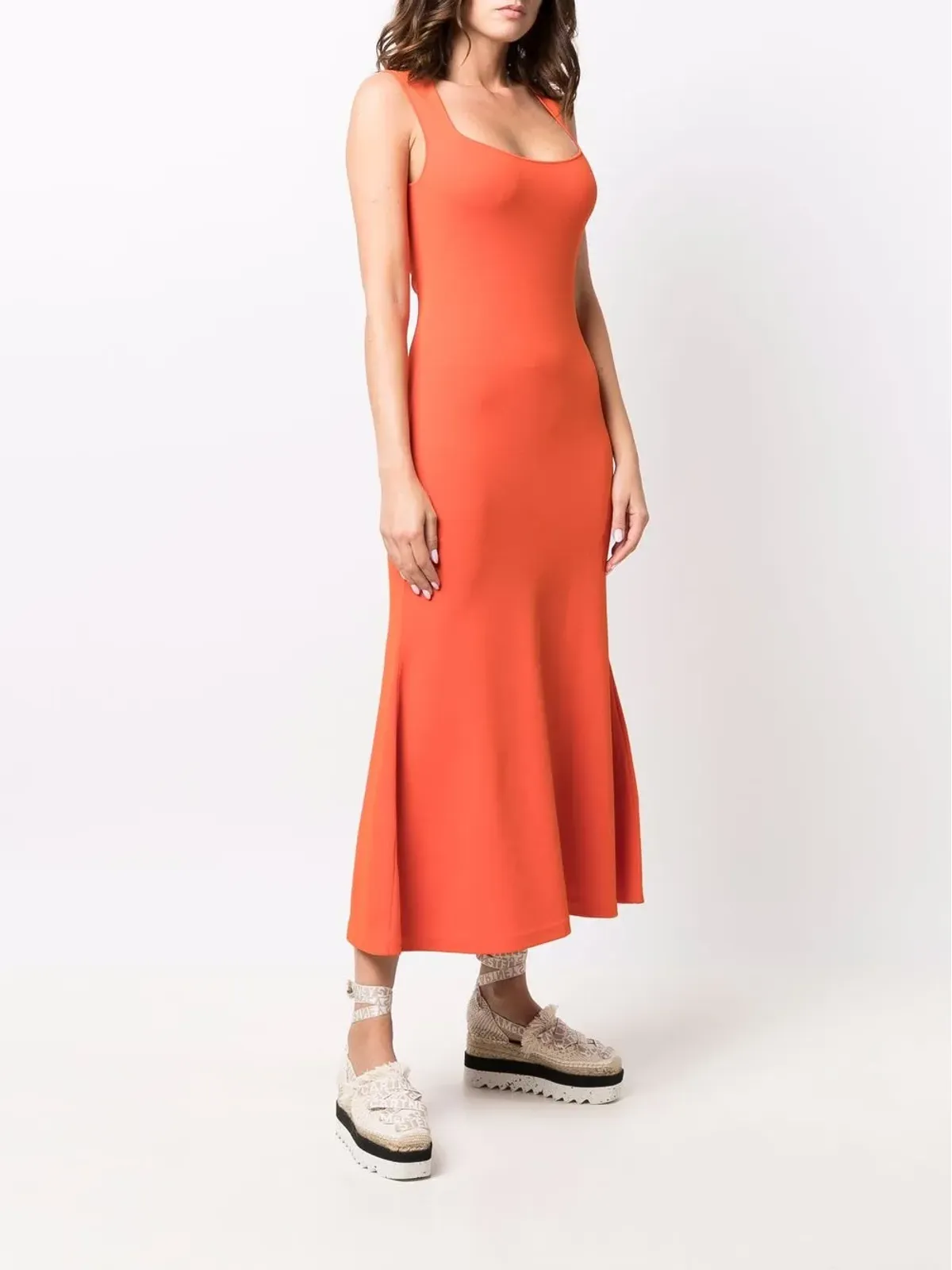 Stella McCartney スクエアネック ノースリーブ フレアドレス - 画像3