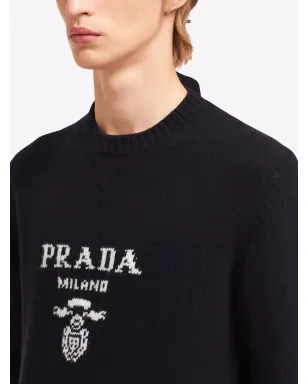 Prada ロゴ入りインターシャ ウールカシミヤ混紡 ジャンパー - サムネイル5