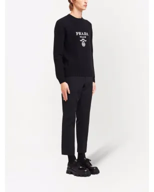 Prada ロゴ入りインターシャ ウールカシミヤ混紡 ジャンパー - サムネイル3