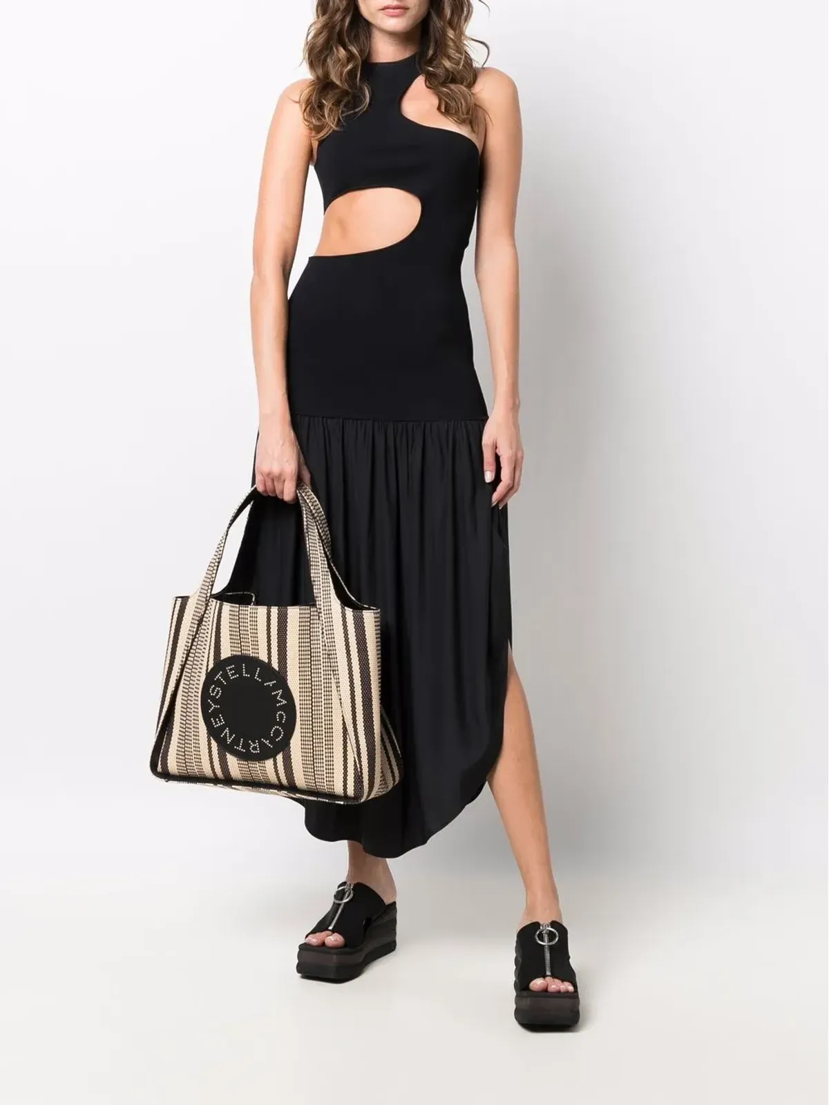 Stella McCartney カットアウト ノースリーブ アシンメトリードレス ブラック - 画像2