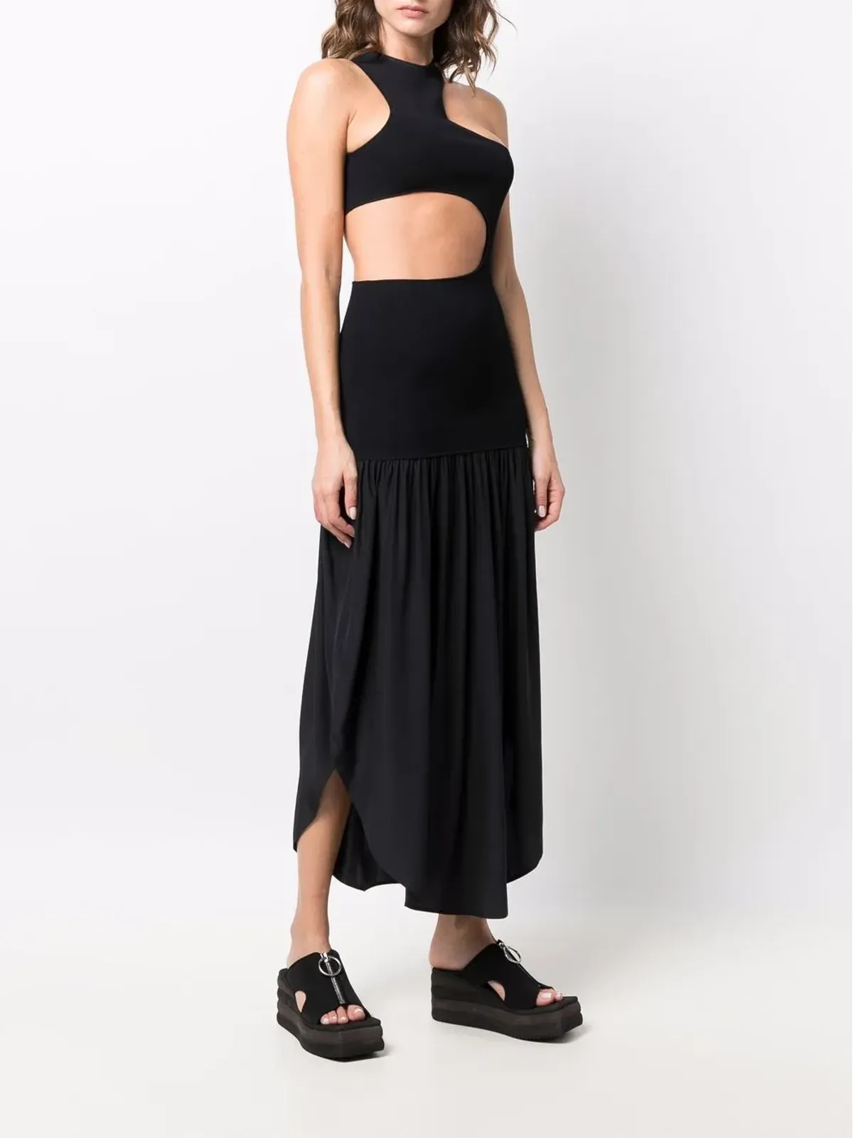 Stella McCartney カットアウト ノースリーブ アシンメトリードレス ブラック - 画像3
