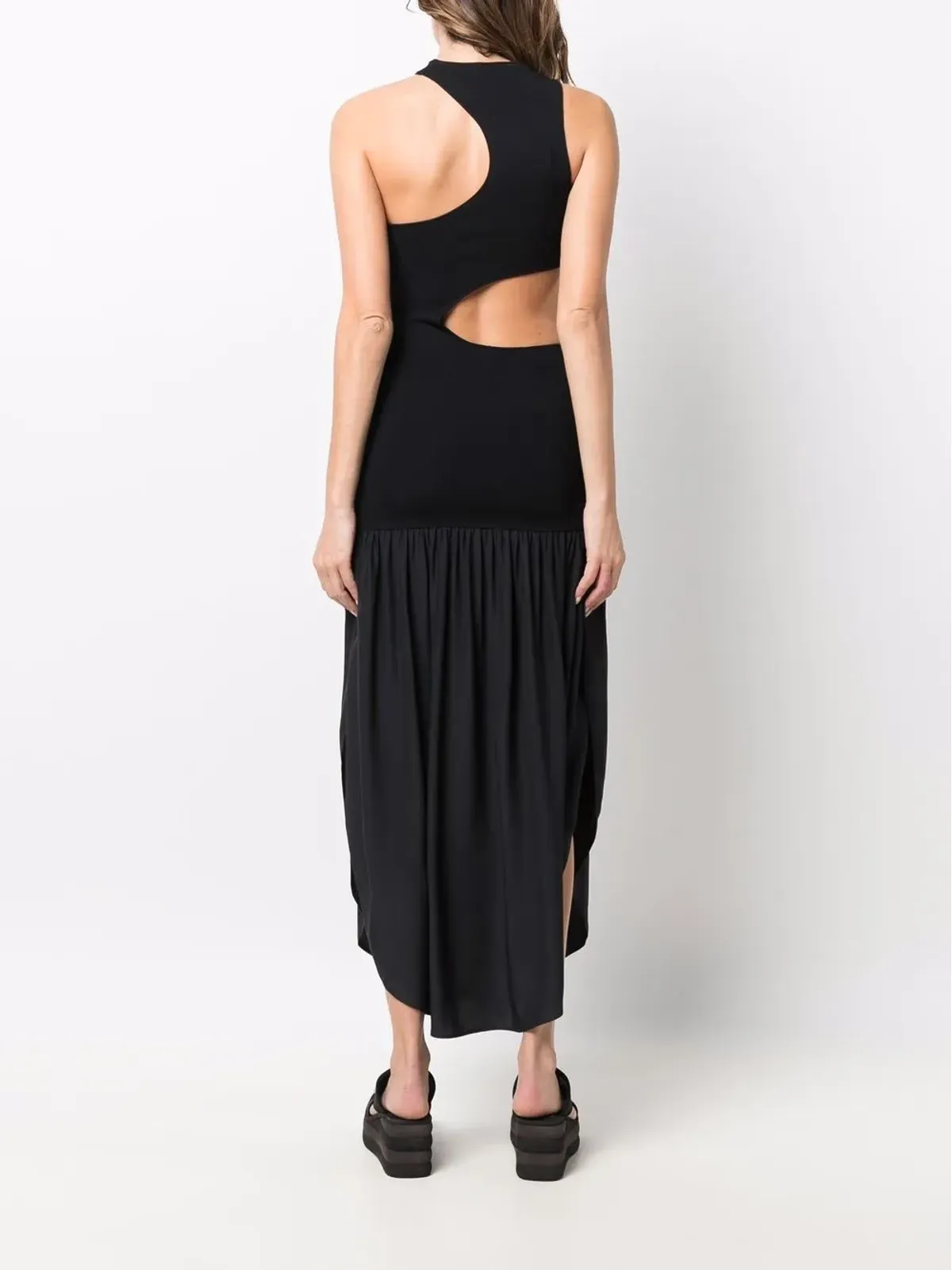 Stella McCartney カットアウト ノースリーブ アシンメトリードレス ブラック - 画像4