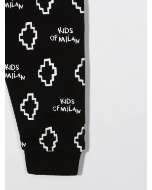 COUNTY OF MILAN KIDS 全体にロゴプリントのトラックパンツ - ブラック - サムネイル3