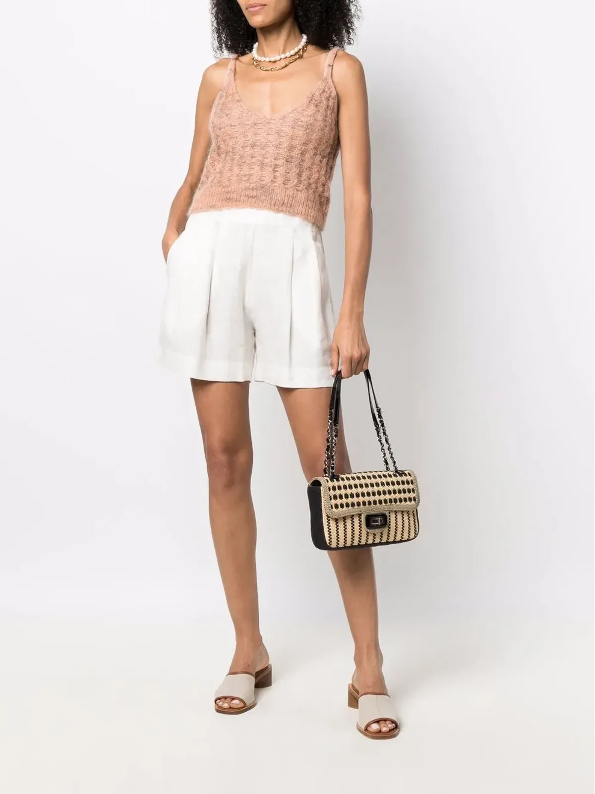 CHANEL ビンテージ ラフィアショルダーバッグ - 画像2