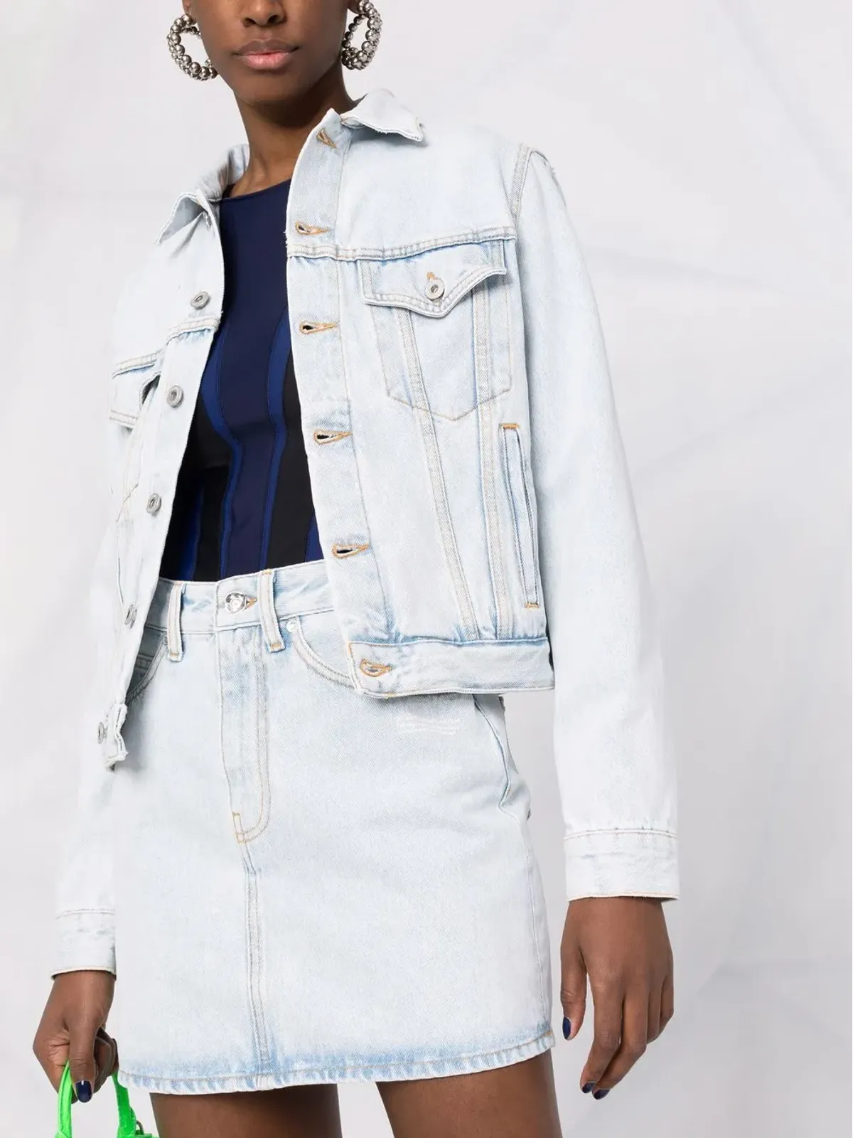 Off-White ロゴプリント デニムスカート - 画像5