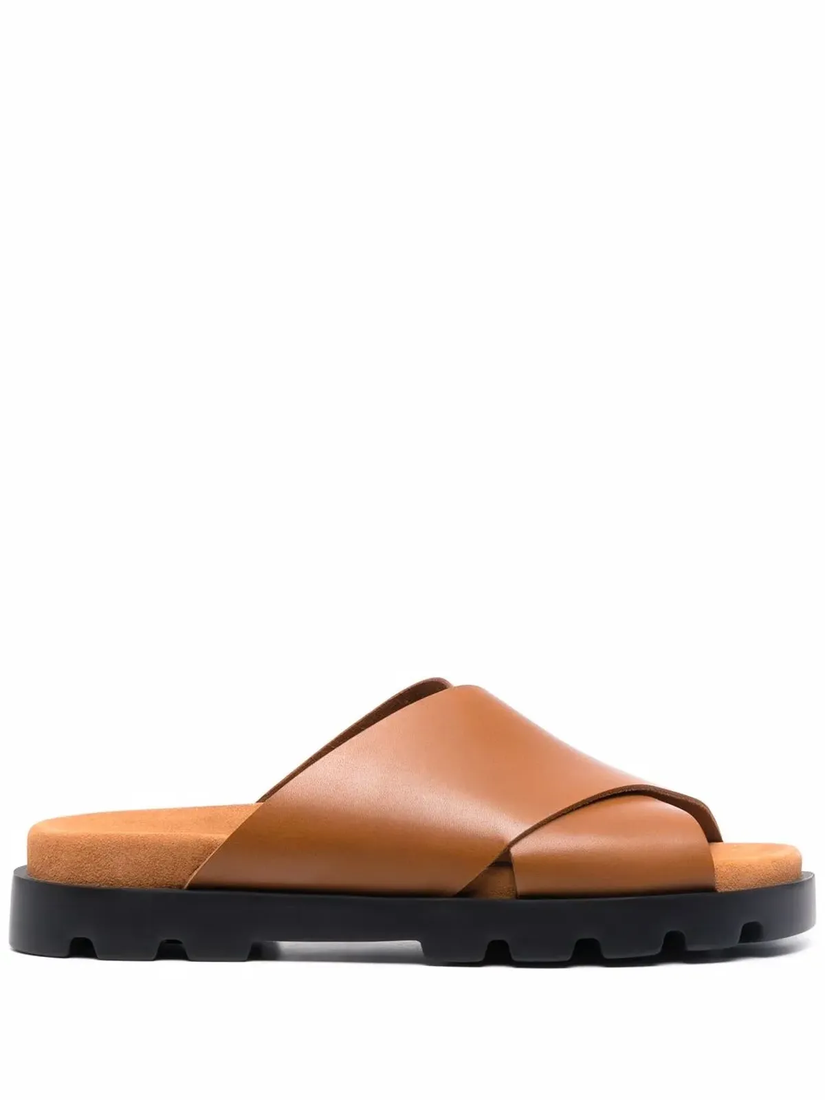 Camper Brutus クロスオーバーストラップ レザー サンダル - 画像1