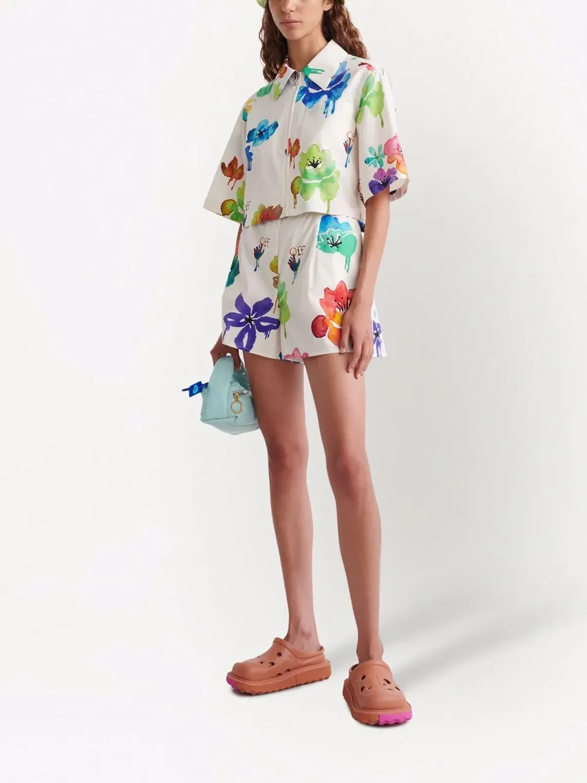 Off-White 水彩花柄プリント半袖シャツ - 画像2