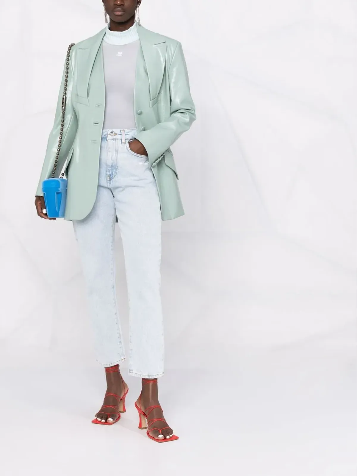 Off-White Diagプリント クロップドジーンズ - 画像2