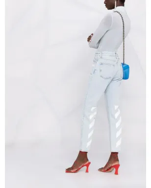 Off-White Diagプリント クロップドジーンズ - サムネイル4