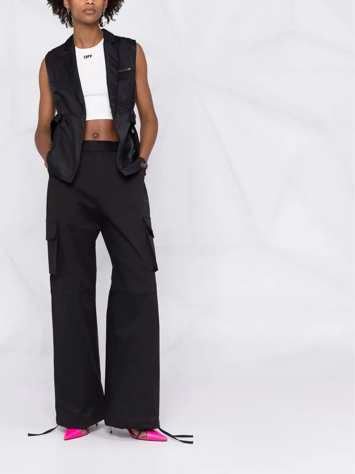 Off-White Off-Stamp ribbed crop top - 画像2
