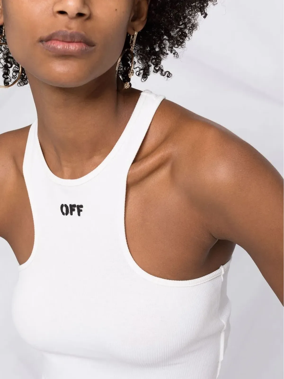 Off-White Off-Stamp ribbed crop top - 画像3