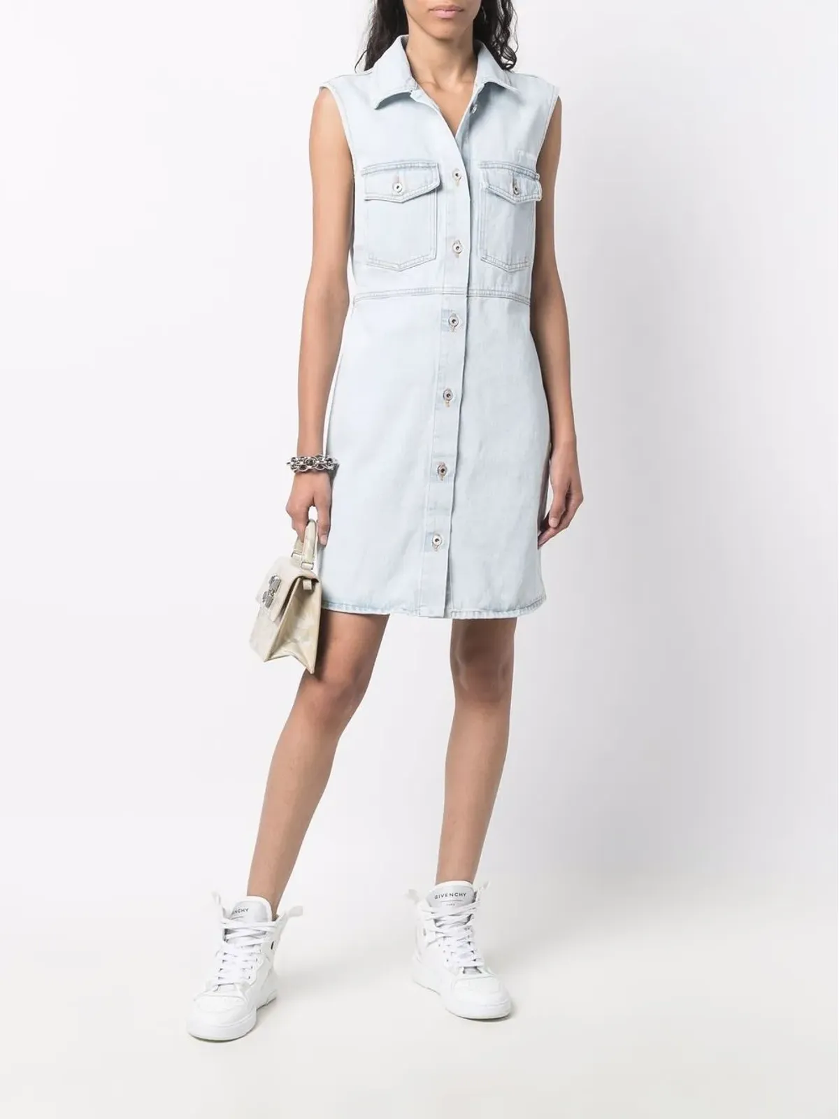 Off-White デニムシャツドレス ロゴプリント - 画像2