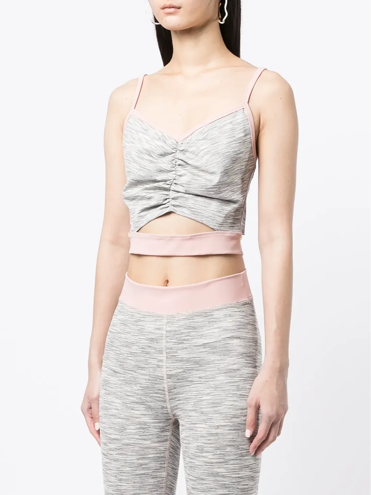 Onefifteen x BEYOND the RADAR cut-out cropped vest top - Grey - 画像3