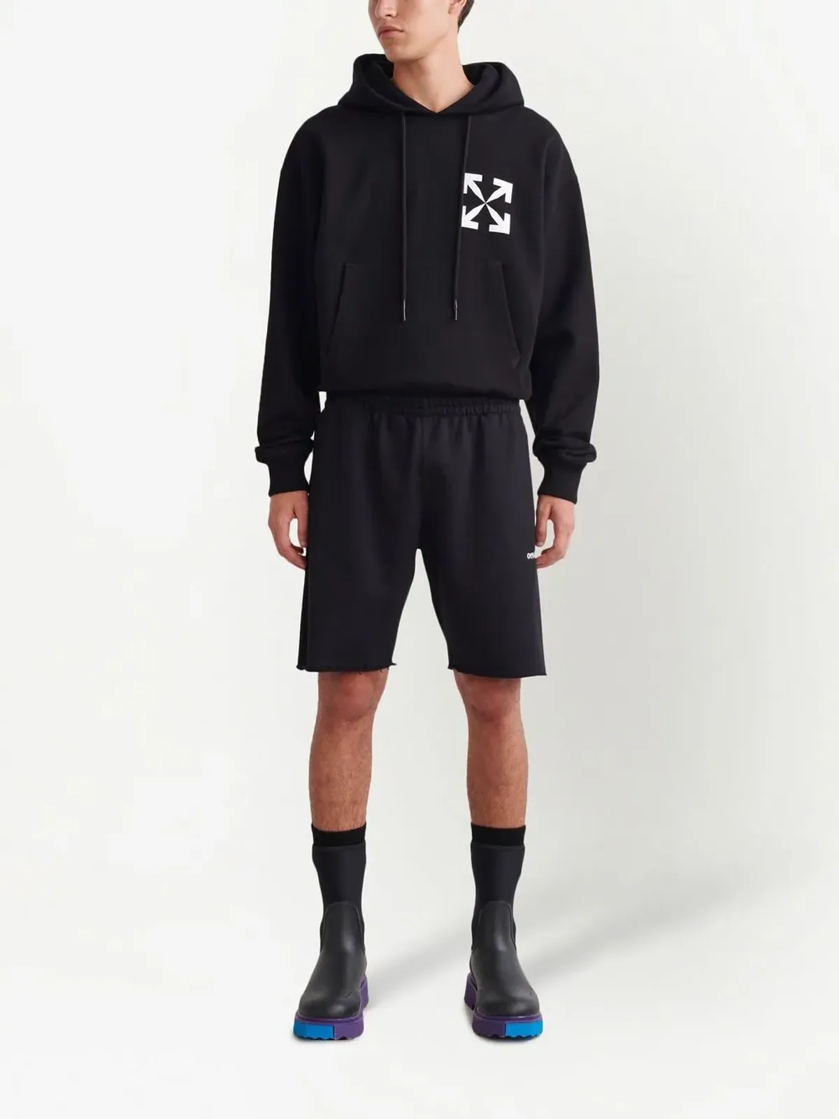 Off-White Helvetica logo track shorts - Black - 画像2