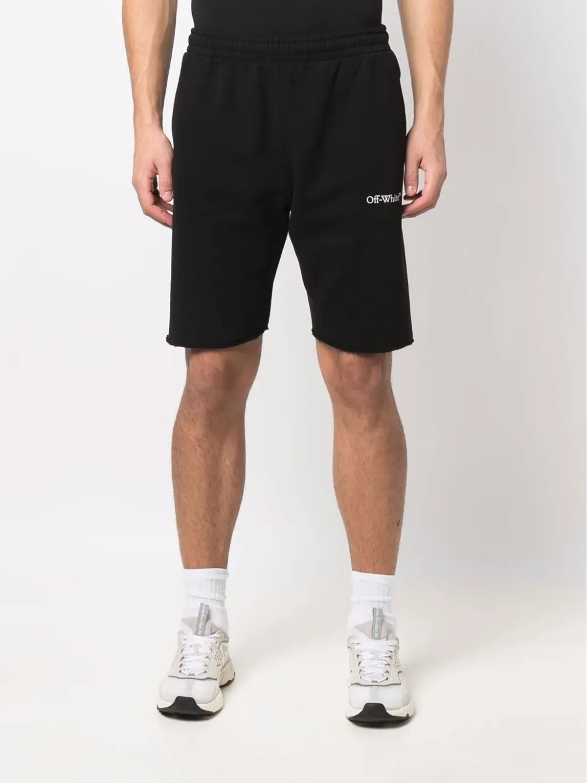 Off-White ロゴプリント膝丈トラックショーツ - ブラック - 画像3