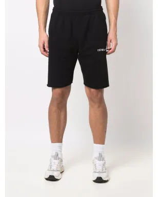 Off-White ロゴプリント膝丈トラックショーツ - ブラック - サムネイル3