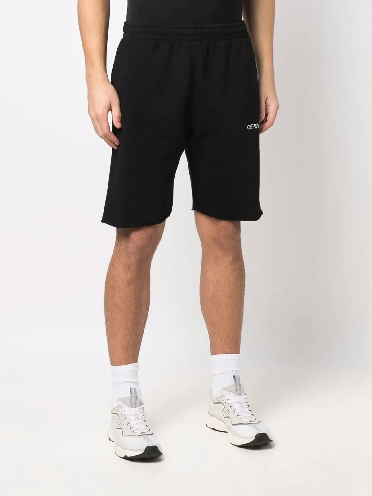 Off-White ロゴプリント膝丈トラックショーツ - ブラック - 画像4