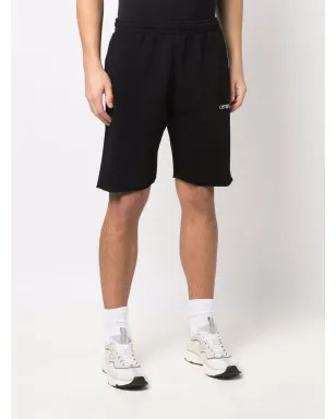 Off-White ロゴプリント膝丈トラックショーツ - ブラック - サムネイル4