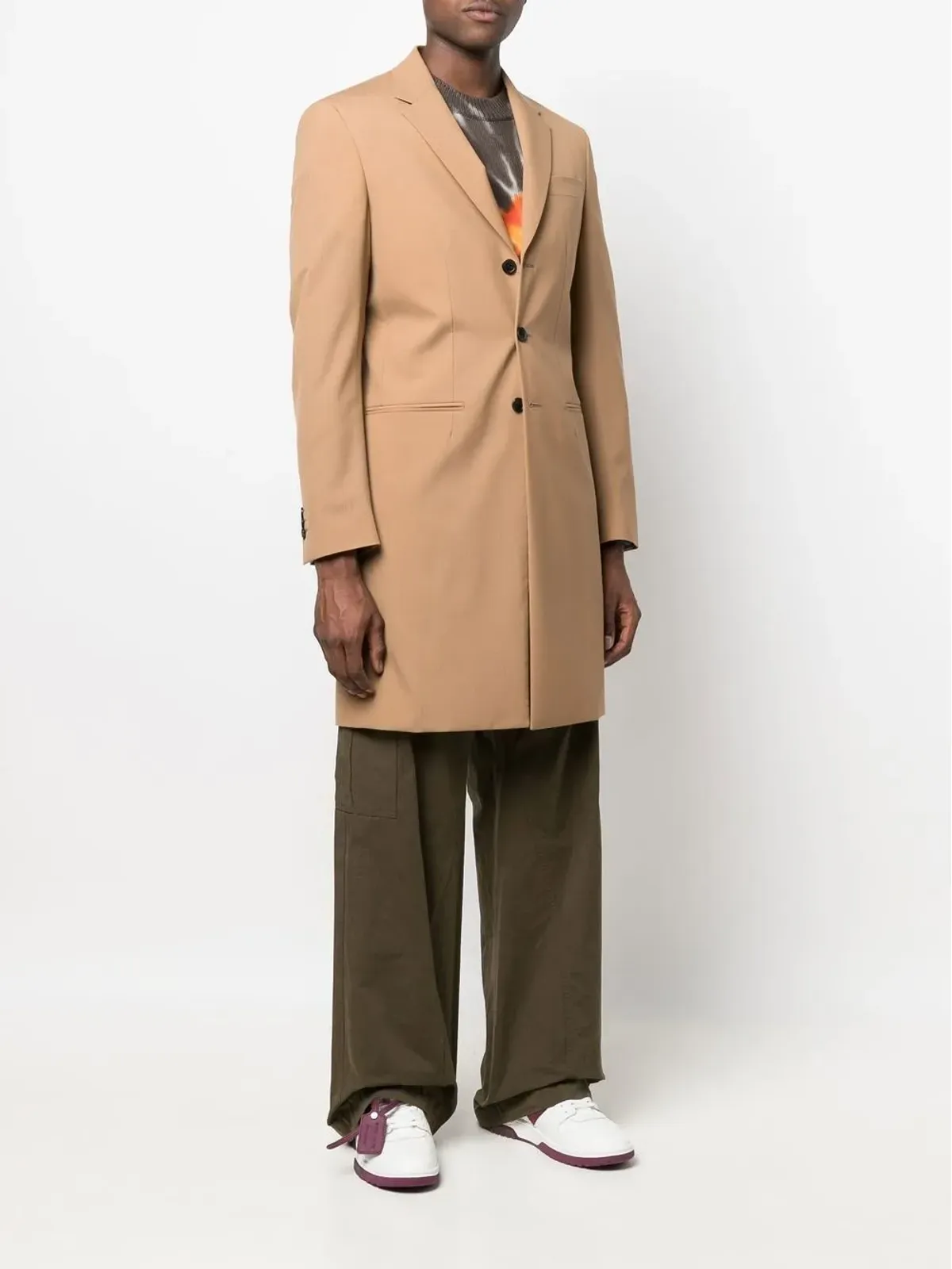Off-White ポンテ シングルブレスト スリムフィット コート - 画像3