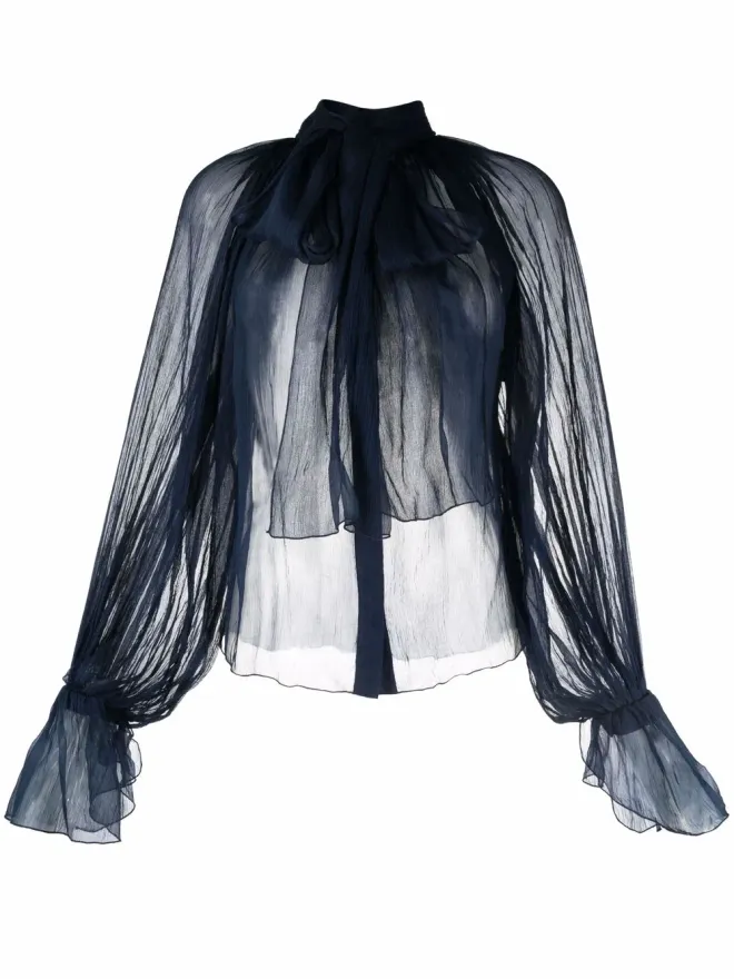 Atu Body Couture Atu Body Couture シアー プッシーボウ シルク ブラウスの商品画像