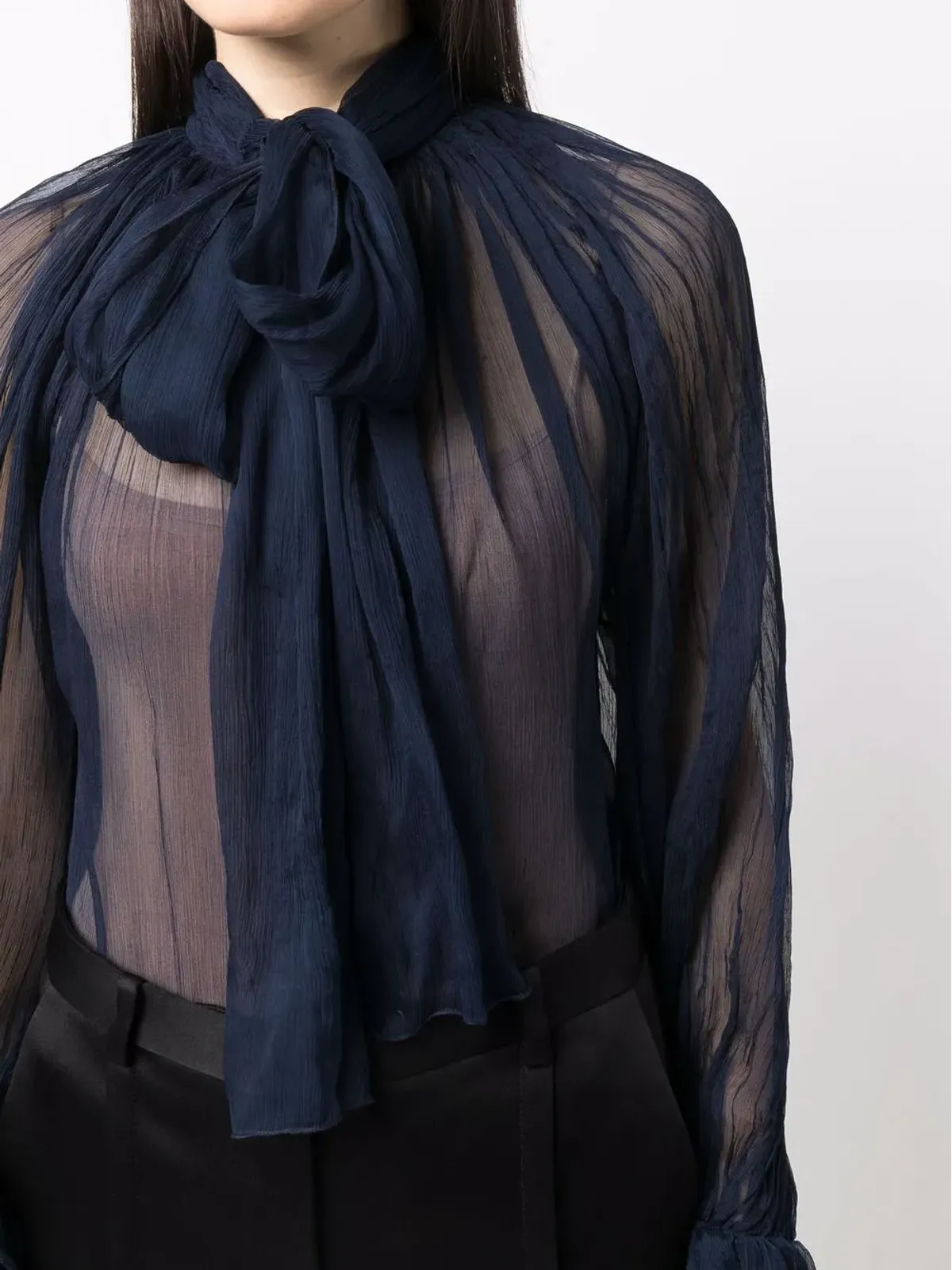 Atu Body Couture シアー プッシーボウ シルク ブラウス - 画像5