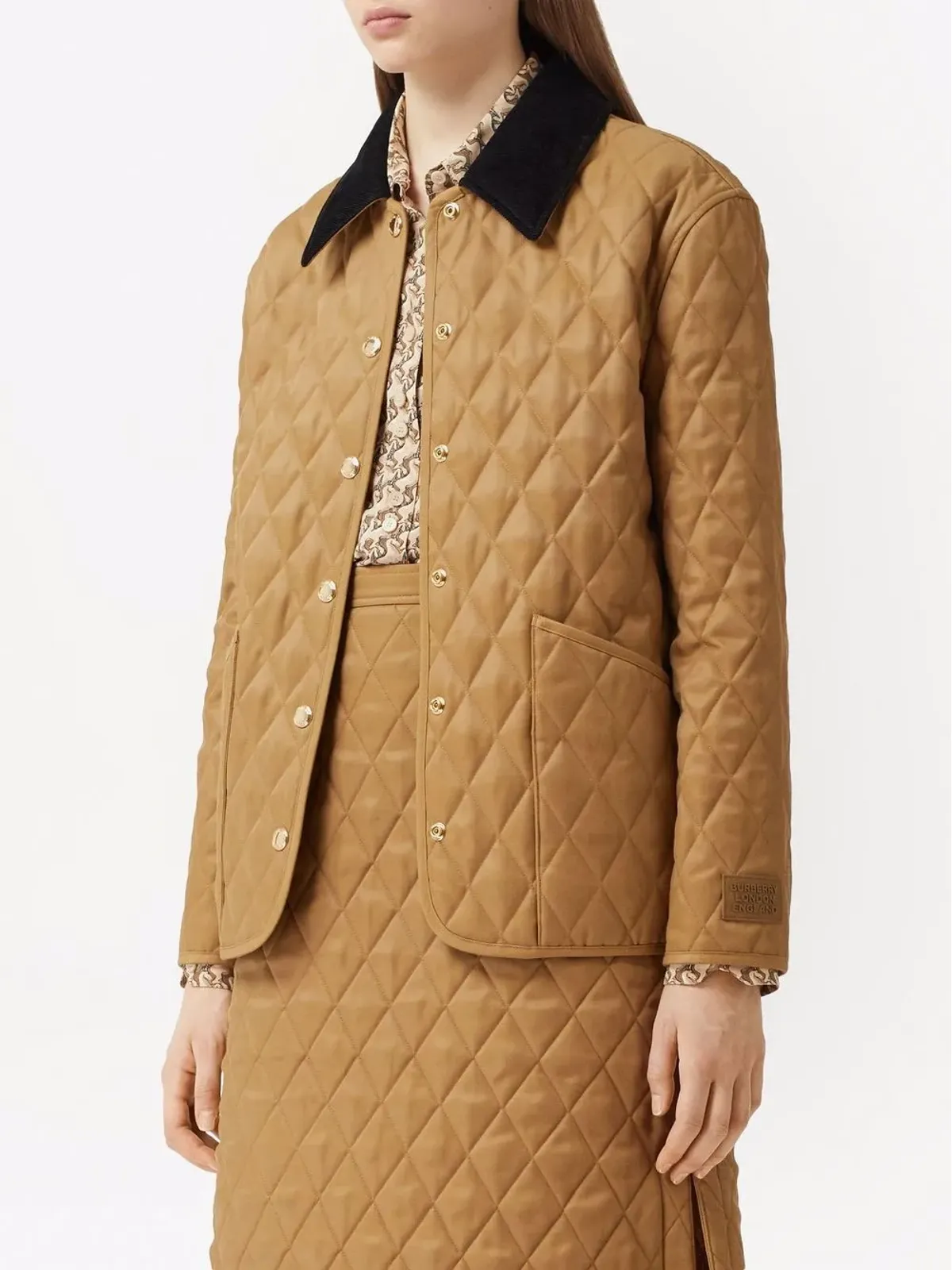 Burberry コーデュロイ襟 ダイヤモンドキルティングジャケット - 画像3