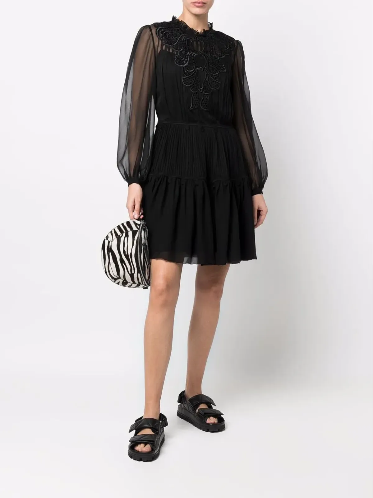 Alberta Ferretti シアーレースディテールドレス - 画像2