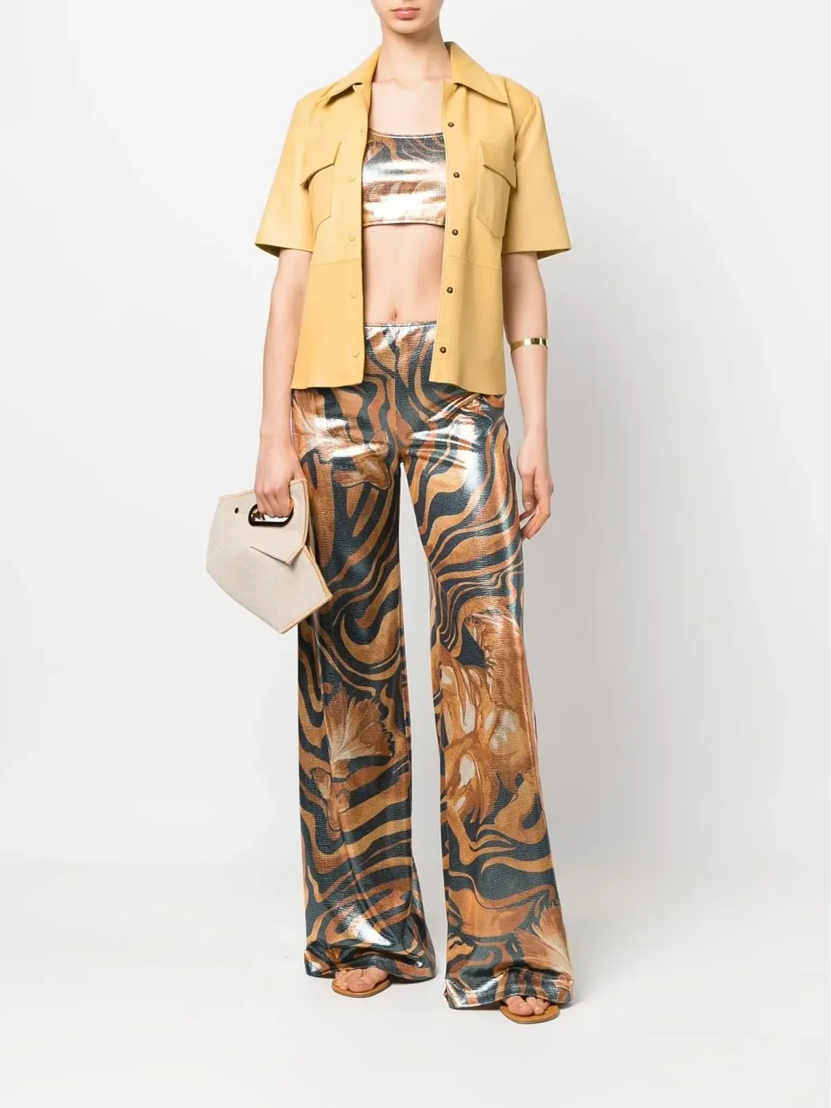 Alberta Ferretti スワールプリント メタリック クロップトップ - グレー - 画像2