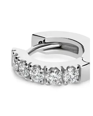 LEO PIZZO 18Kホワイトゴールド小さめフープダイヤモンドピアス - シルバー - サムネイル2