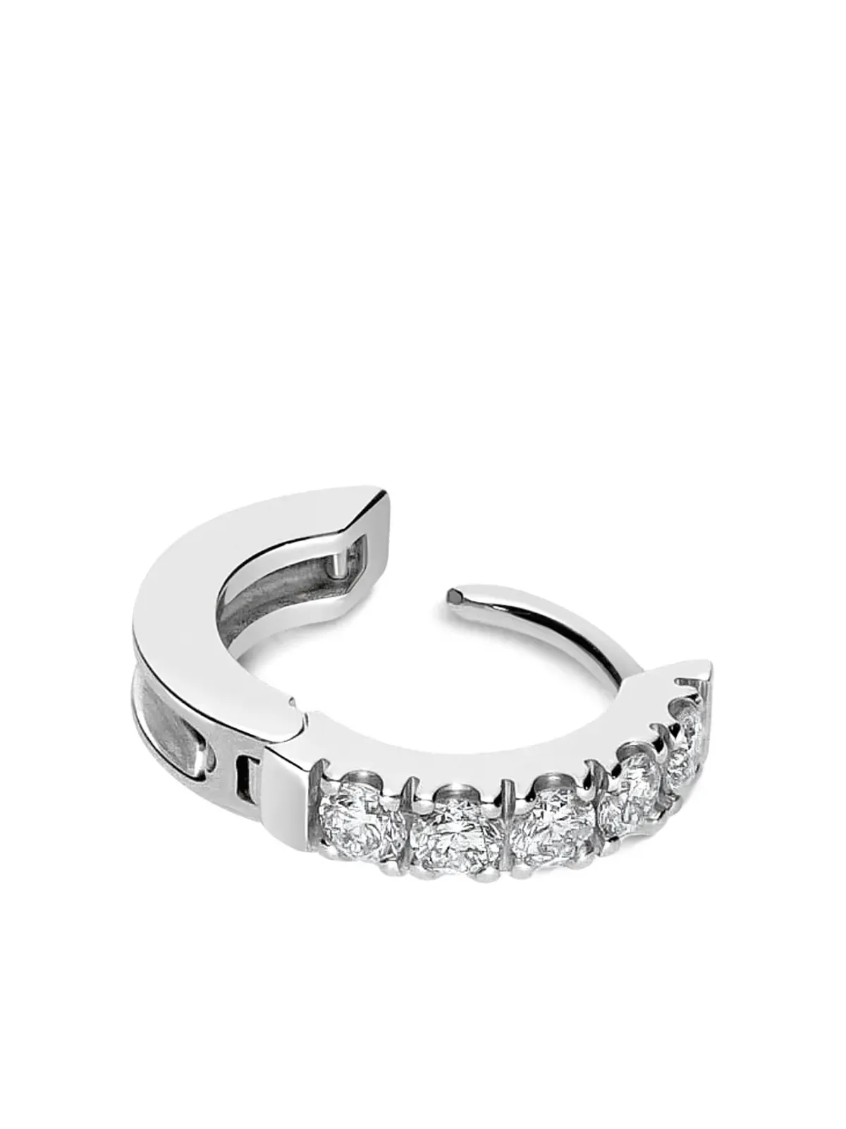 LEO PIZZO 18Kホワイトゴールド小さめフープダイヤモンドピアス - シルバー - 画像3